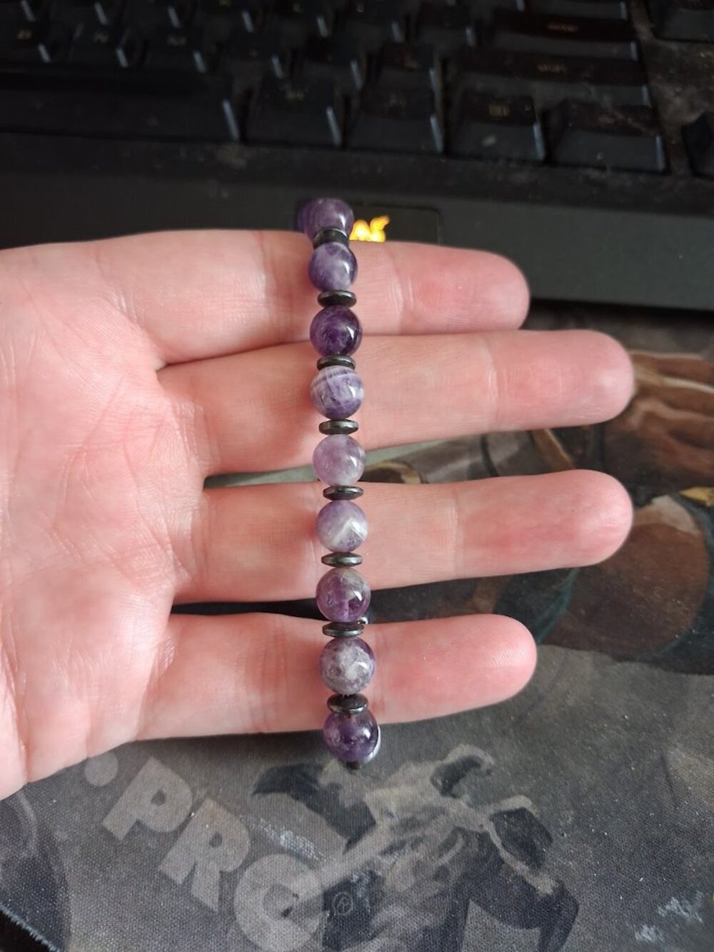 7 inch Purple beaded bracelet